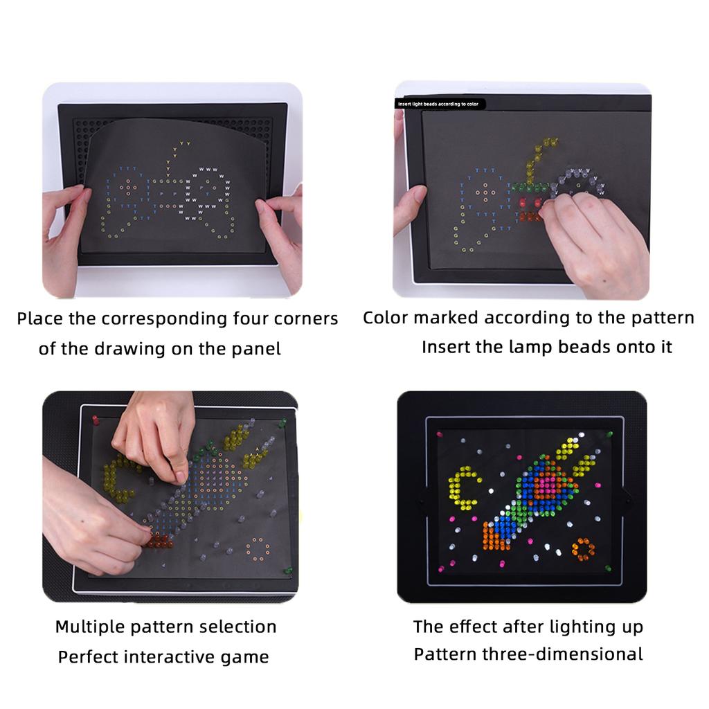 180Pegs Light Up Activity Toy, 3D Magic Light Panel Light Bright Game, Early Educational Toys 3D Art Toy For Kids 3+