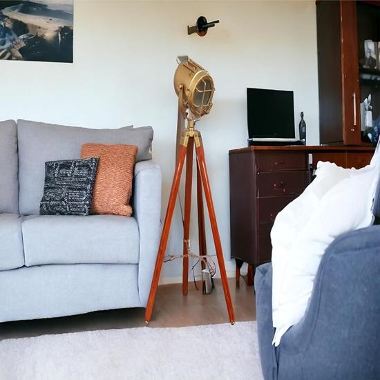 Spotlight Tripod Floor Lamp, Brass, Pack of 1