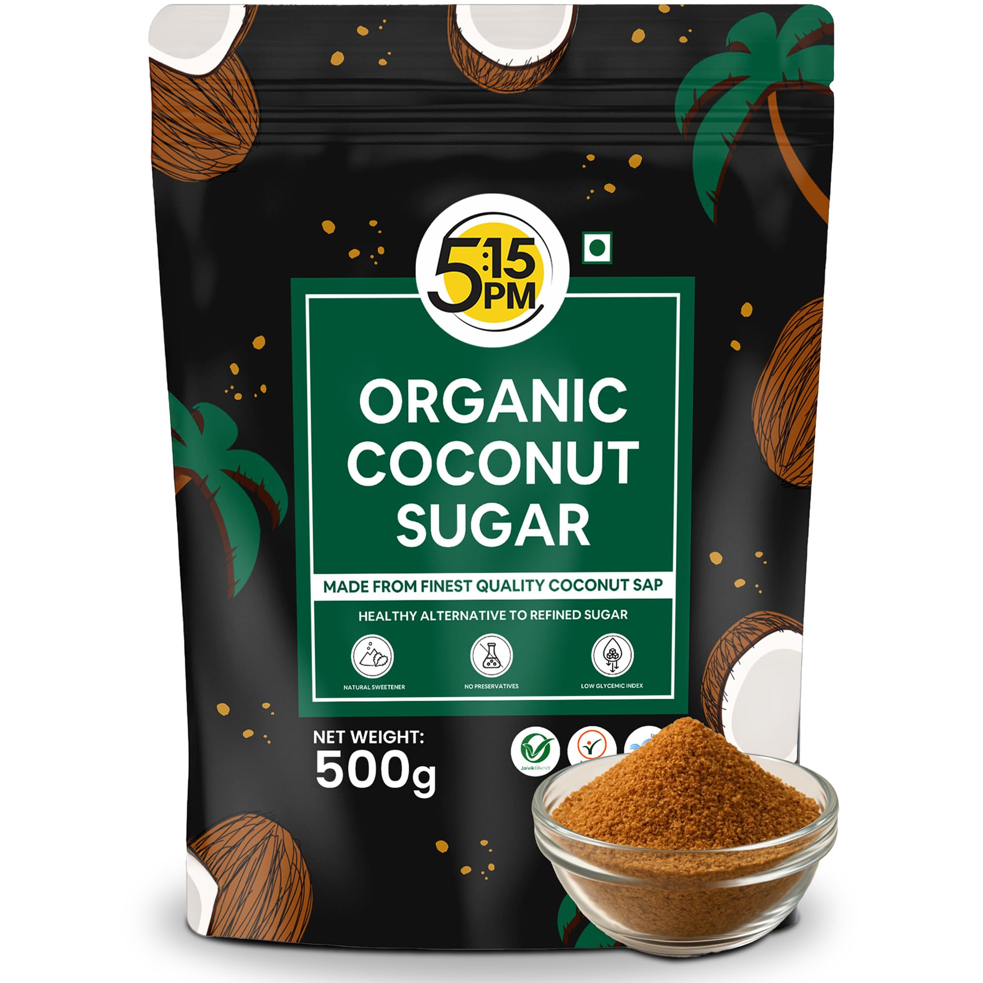 5:15PM Coconut Sugar Organic Natural 500g |100% Organic Coconut Sugar I Unrefined Pure Natural Sweetener