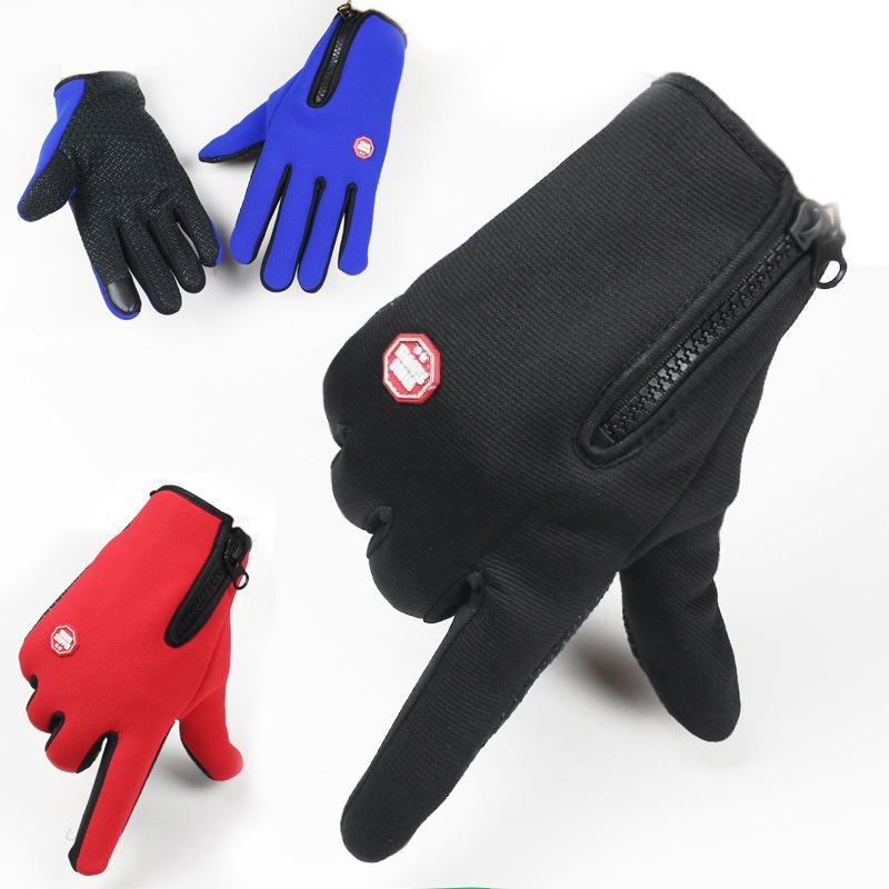

Touch screen autumn and winter warm gloves zipper riding driving zipper design women s skiing sports non-slip couple gloves XL
