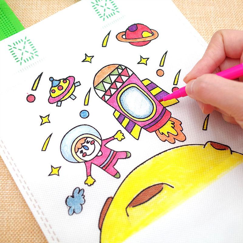 Non-Woven Graffiti Bag Diy Garbage Sorting Bag Children'S Hand-Painted Production Coloring Painting Handbag Material