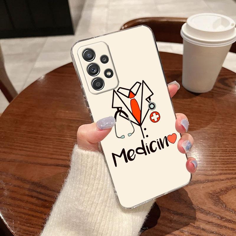 Nurse Medical Medicine Clear Phone Case For Samsung Galaxy A56 A57 A37 A55 A54 A36 A35 A26 A25 A16 A17 A07 A52 A34 A73 A53 Cover