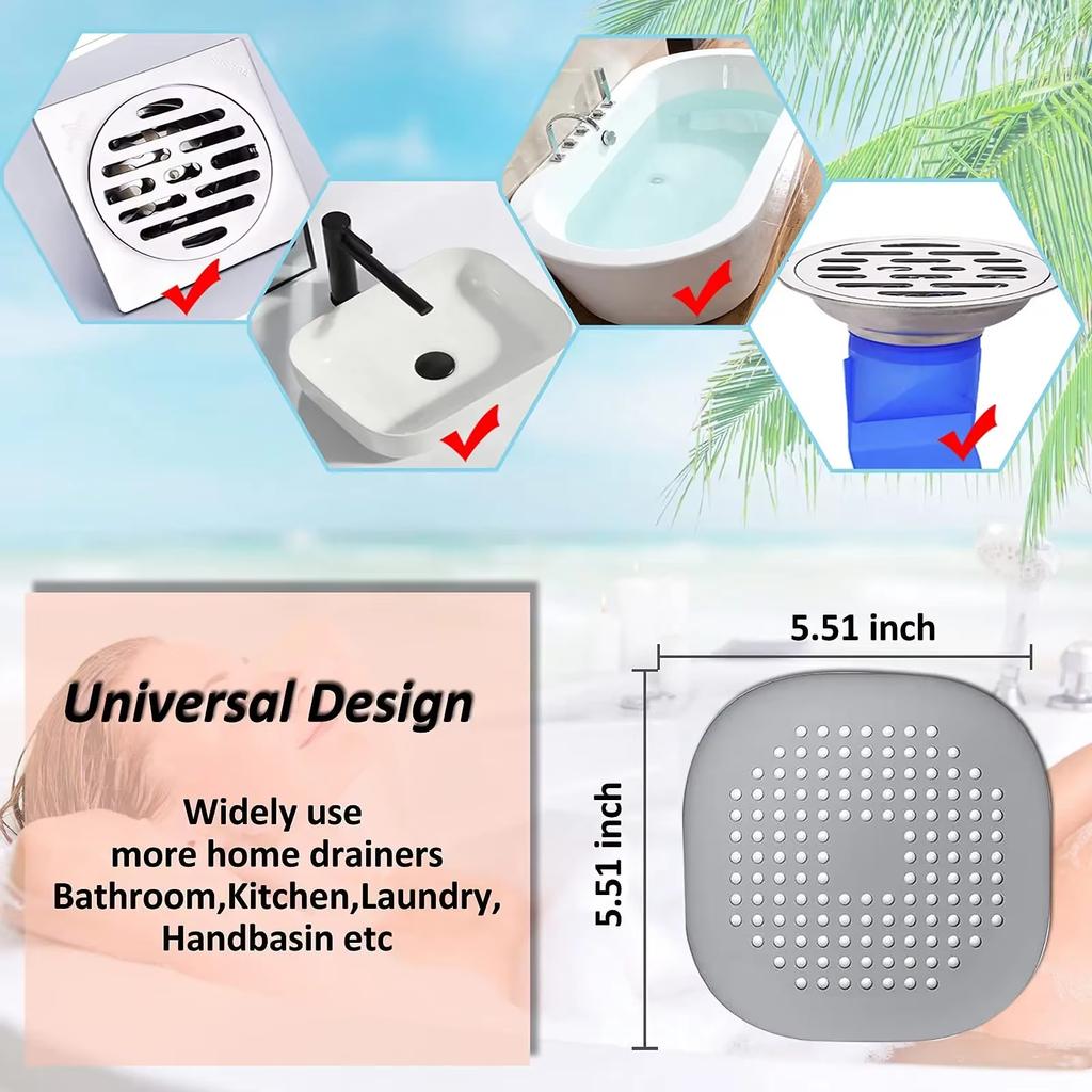 Silicone Plug Stopper for Kitchen Bathroom - Drain Hair Catcher Sink Strainer Shower Floor Mat Water Filter Home Accessory