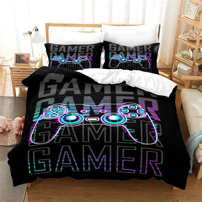 Black Games Gamepad Bedding Set Digital Printing Duvet Cover Set with Pillowcases Europe/Australia/USA Twin Full Queen King Size