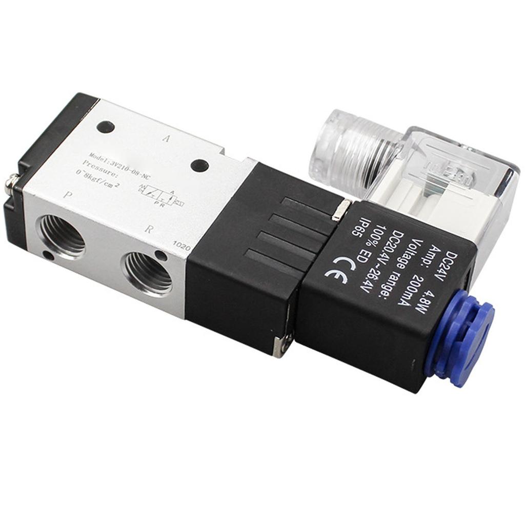 3V210 08 Electric Solenoid Valve 2 Position 3 Way Valve 1 4 Inch PT Inlet with Fittings