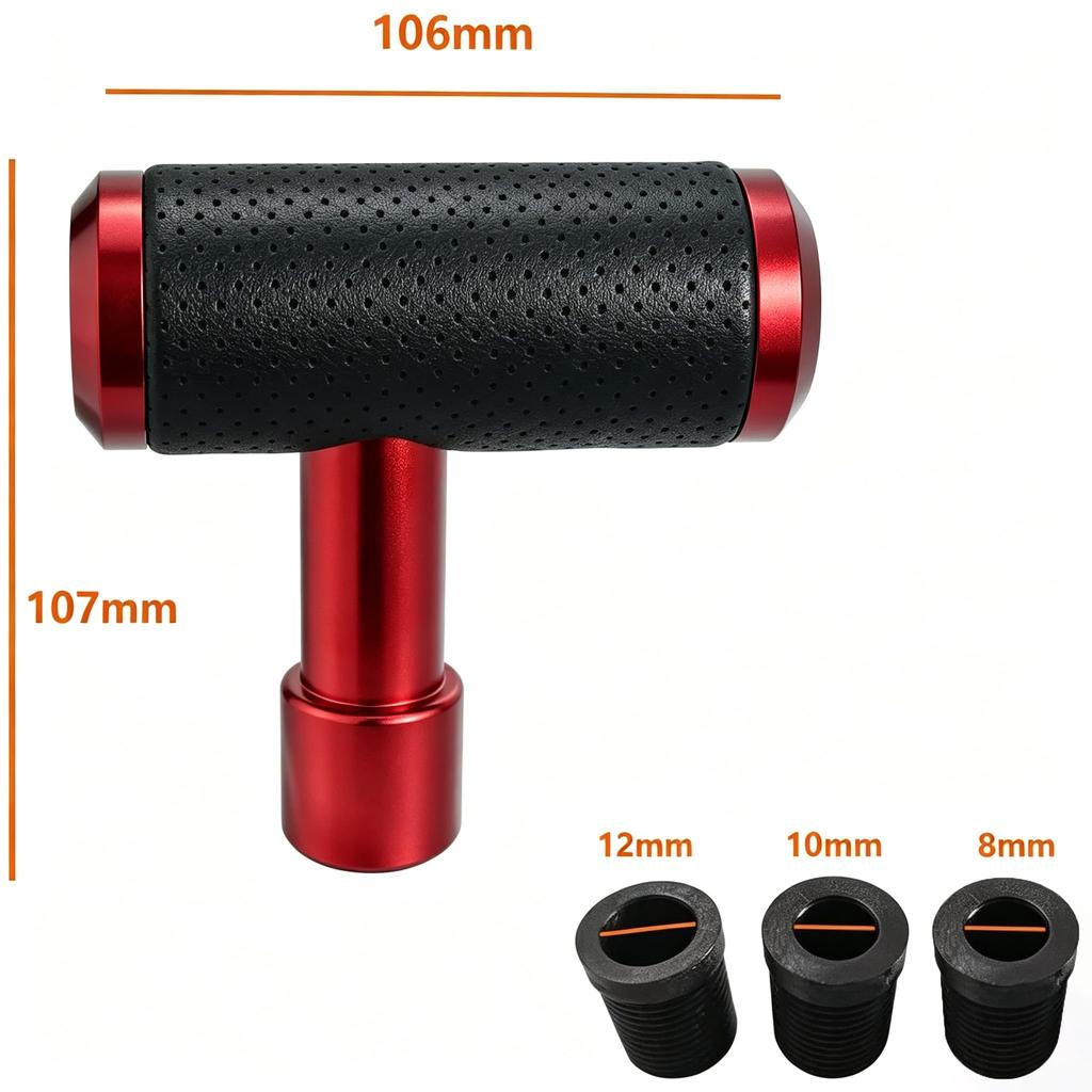 Lunsom Shift Metal Gear Shift Shift Suitable for Manual Transmission Vehicles and Push-Type Knob, Lever, T-Type Knob, (Black Red)