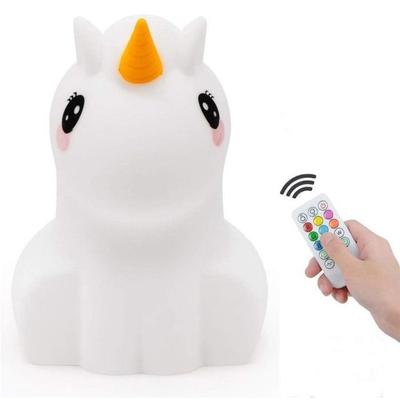 Unicorn Night Light Portable LED Lamp Made of Silicone Multicolored Light with Remote Control Adjustable Brightness and Color Gift