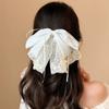 Headwear Lace Bow Hair Clip Pearl Decor Hair Grip Clip Vintage Ponytail Clip  Women