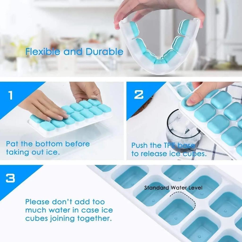 Silicone 14 Boxes To Do Ice Mold, Summer Home Ice Tray Durable Non-toxic, with Covered Ice Manufacturing Kitchen Accessories