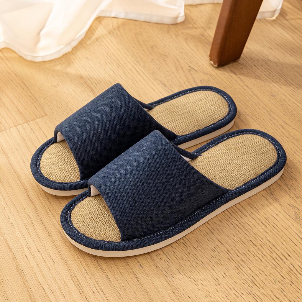 Linen Slippers for Women, Suitable for Home Use, Indoor Living, Anti Slip, Silent, Sweat Absorbing,, Couple, Cotton and Linen Cool Slippers for Men