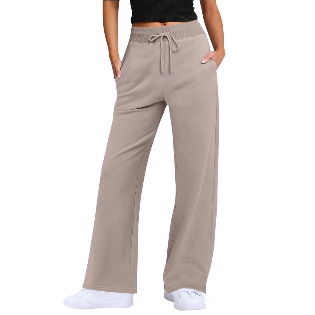 Fall Winter Women's High Waist Drawstring Solid Color Casual Sweatpants Leisure Leisure Long Pants