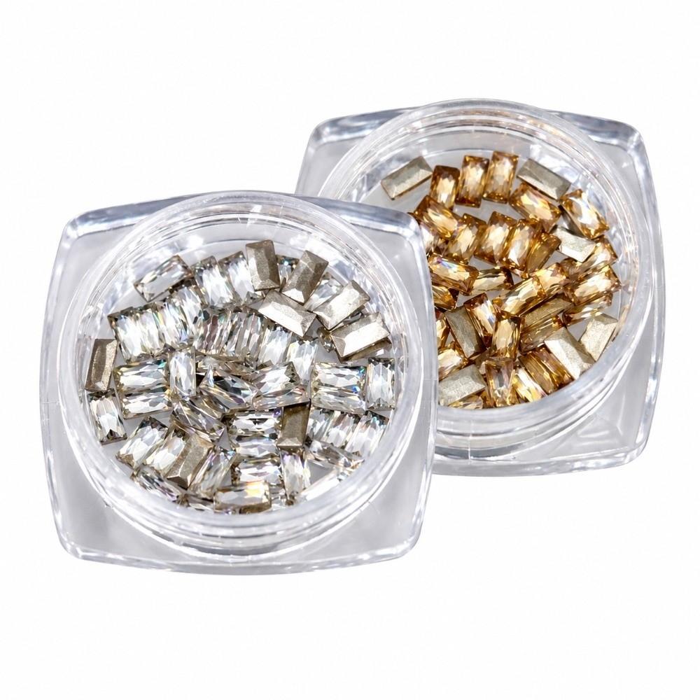 50pcs Long Bar Shape Nail Rhinestones 2x4mm Nail Art Decorations Stylish Nail Gems Women