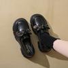 Black Height-increasing Small Leather Shoes Women's New Autumn Versatile Retro Platform Lace-up Single Shoes