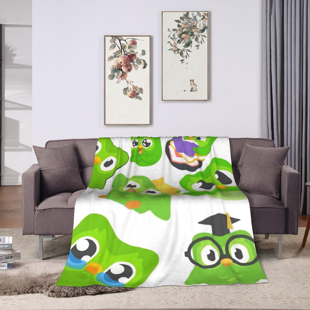 Duolingos Eule Duo Warme Weiche Decke Camping Plüsch Überwurfdecke Neuheit Sofa Stuhl Flanell Tagesdecke Schlafsofa Abdeckung