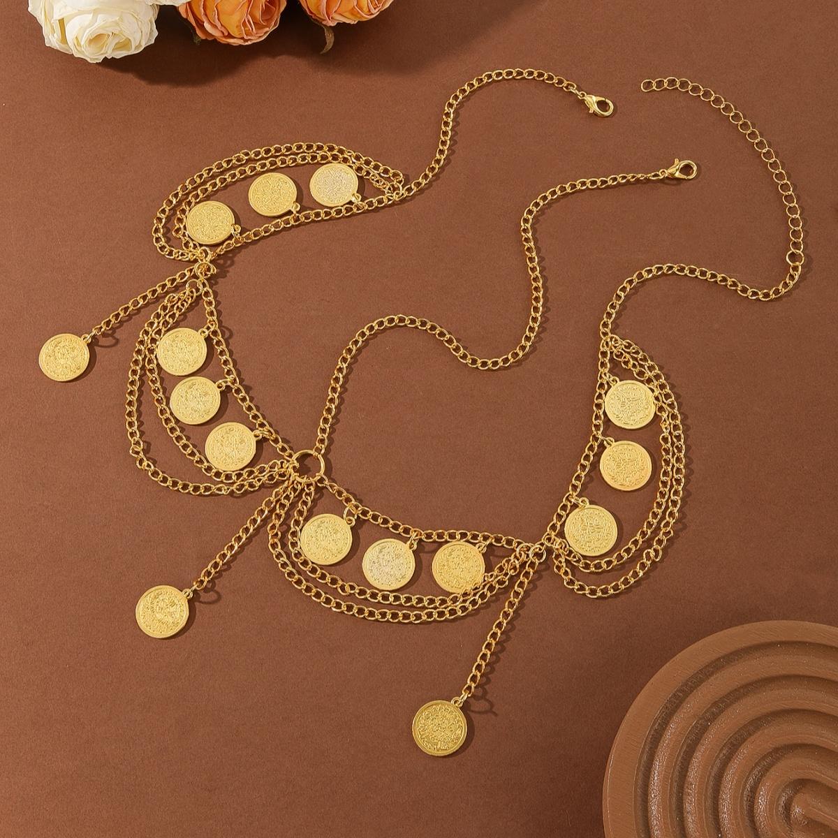 Kurdish Head Jewelry Headwear Trendy Fashion Gold Color Coin Chain Tassel Head Chain Women s Party Dance Performance Accessories