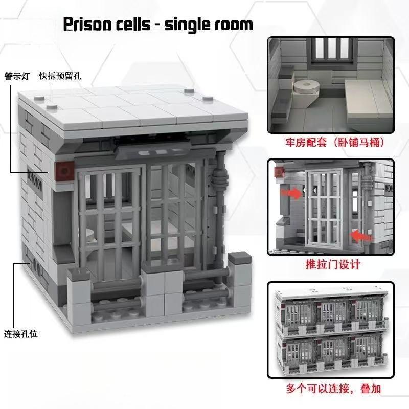 Military scene Jail Prison Cell Confinement Room Police Thief Figures building blocks Brick For Kids Children's Gifts