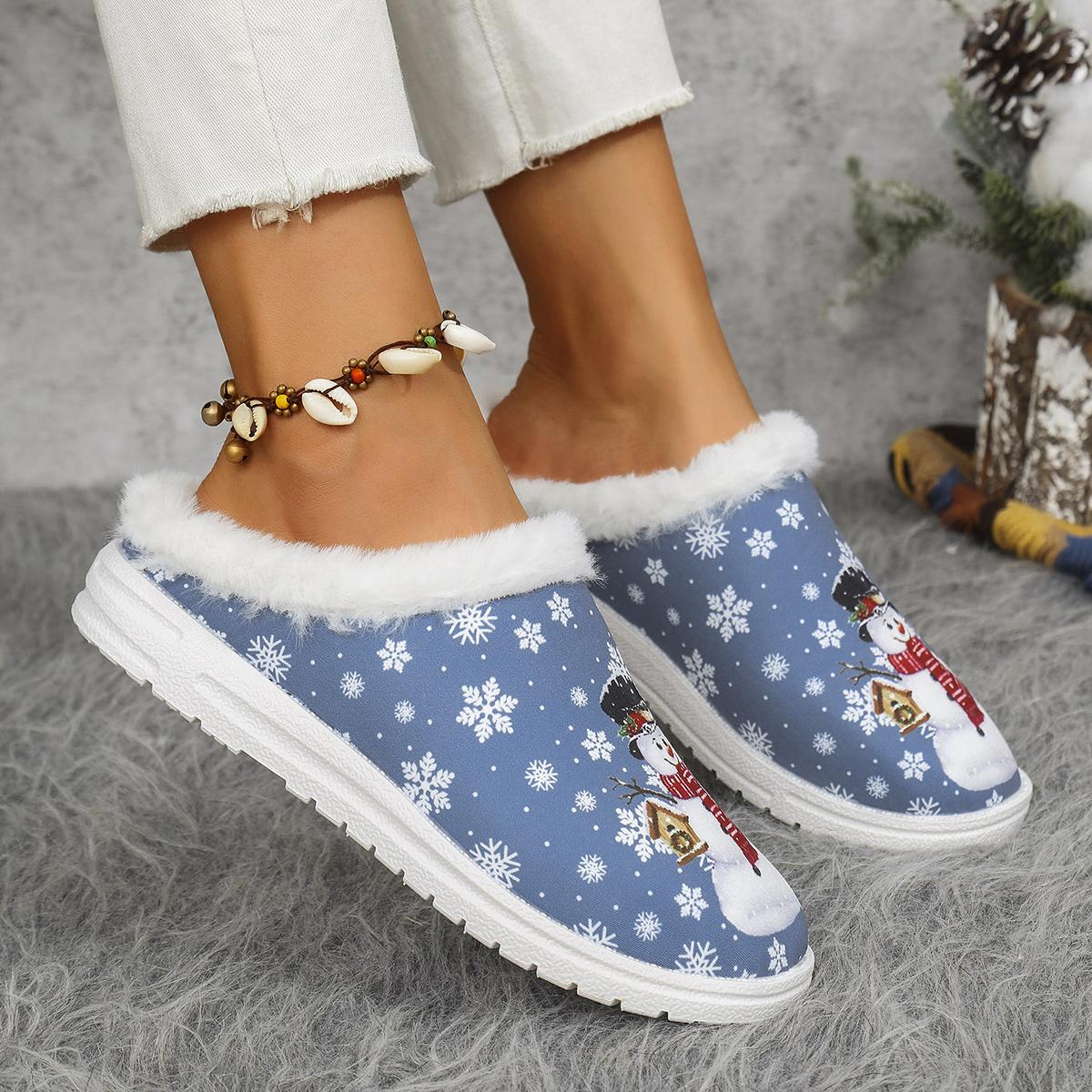 

Slippers Women New Christmas Canvas Shoes Flat Warm Imitation Fur Loafers Women Luxury Shoes Women Plus Size Shoes Luxury 36