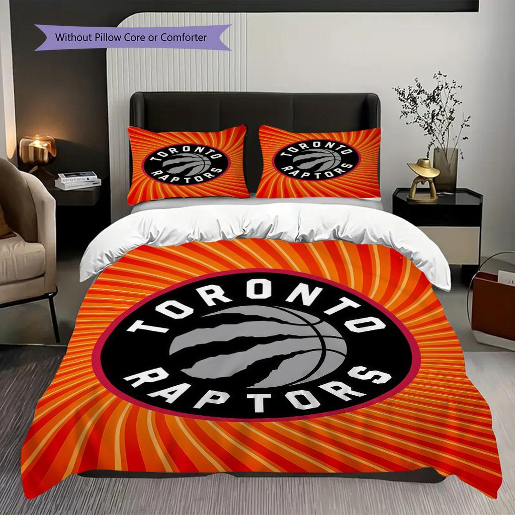 Toronto Raptors Basketball Spirit Three-piece Set(1 * Duvet Cover + 2 * Pillowcase, Without core)Christmas Birthday Gift Soft and Comfortable