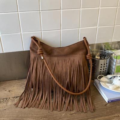 2025 Trendy Maelard Retro Suede Fringe Bag: Versatile, Large Capacity Crossbody & Underarm Bag for Women