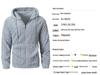 2025 Autumn/Winter European & American Men's Plush Zip-Up Hoodie - Casual Solid Color