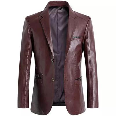 Lammleder Formell Stilvoll Mode Herren Blazer Burgunder Handgefertigt Echtes Leder