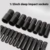 10Pcs 1/2 Inch Drive Deep Impact Socket Set Metric 8-24mm Deep Socket Set  Automotive Maintenance