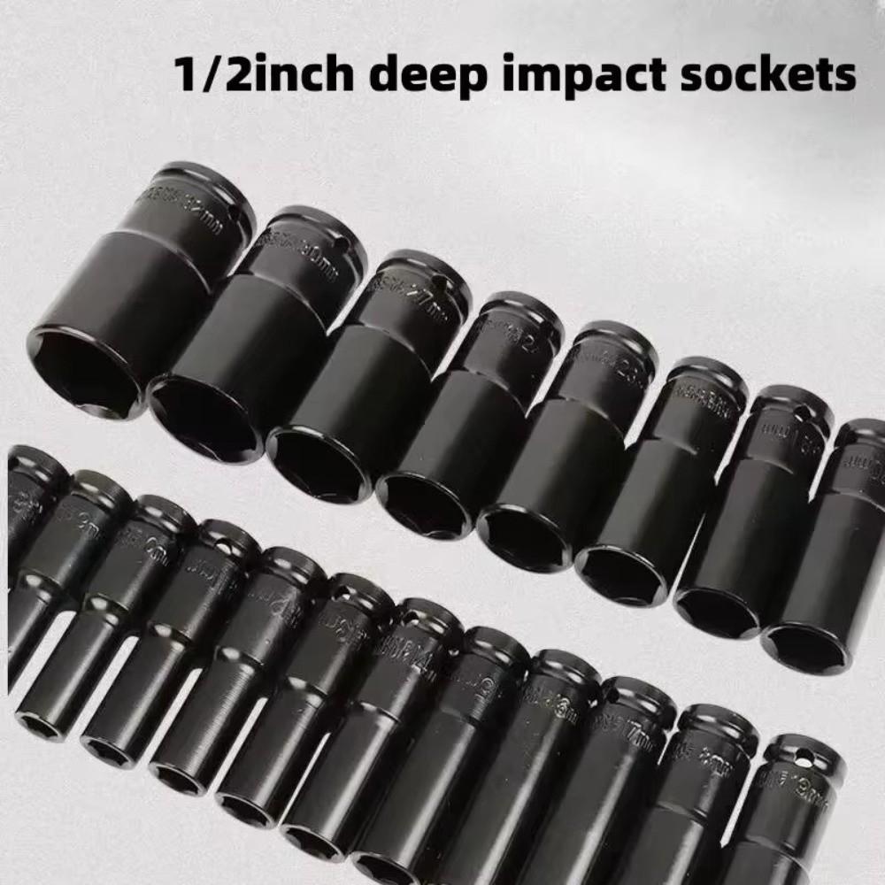 10Pcs 1/2 Inch Drive Deep Impact Socket Set Metric 8-24mm Deep Socket Set Automotive Maintenance