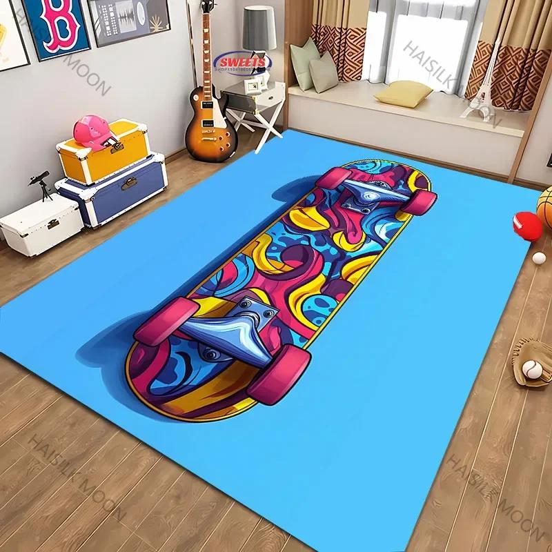 

17 Styles Cool Skateboard Print Large Area Rug,Home Living Room Children Bedroom Decor Carpets Kids Play Non-Slip Floor Mat Gift 40x60cm