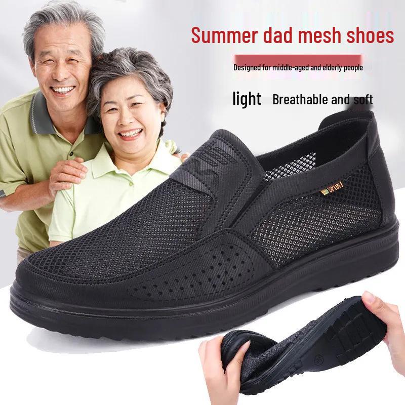 Herren Sommerschuhe aus atmungsaktivem Netzgewebe für mittlere und ältere Menschen - Weiche Sohle, Lässig, Bequem, Vaterschuhe