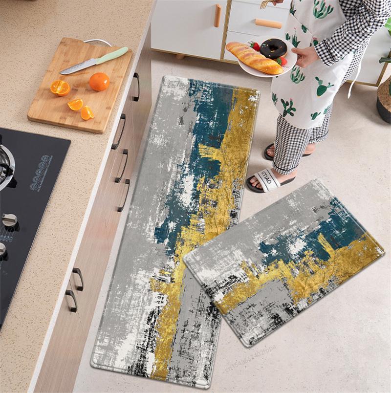 Abstrakter Druck, Küchenmatte, weich, saugfähig, Badezimmer-Teppich, Schlafzimmer-Nachttisch-Teppich, lang, benutzerdefinierter großer Wohnzimmer-Korridor-Teppich