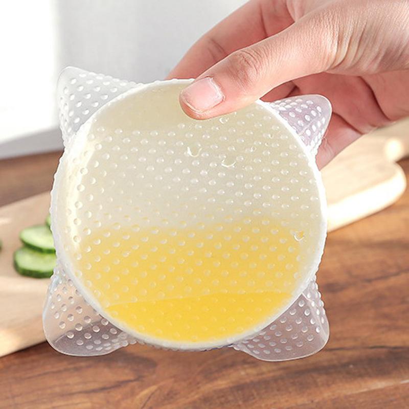 4 Pezzi Coperchi Estensibili in Silicone Riutilizzabili Coperchio per Ciotola Alimenti Avvolgimento Sottovuoto Sigillo Coperchio per Alimenti