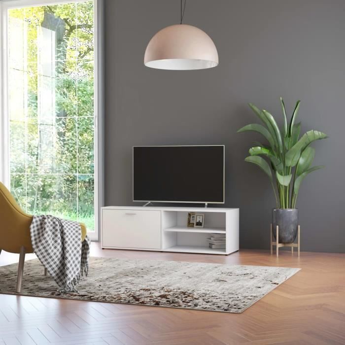 VidaXL Meuble TV Blanc 120x34x37 cm Aggloméré