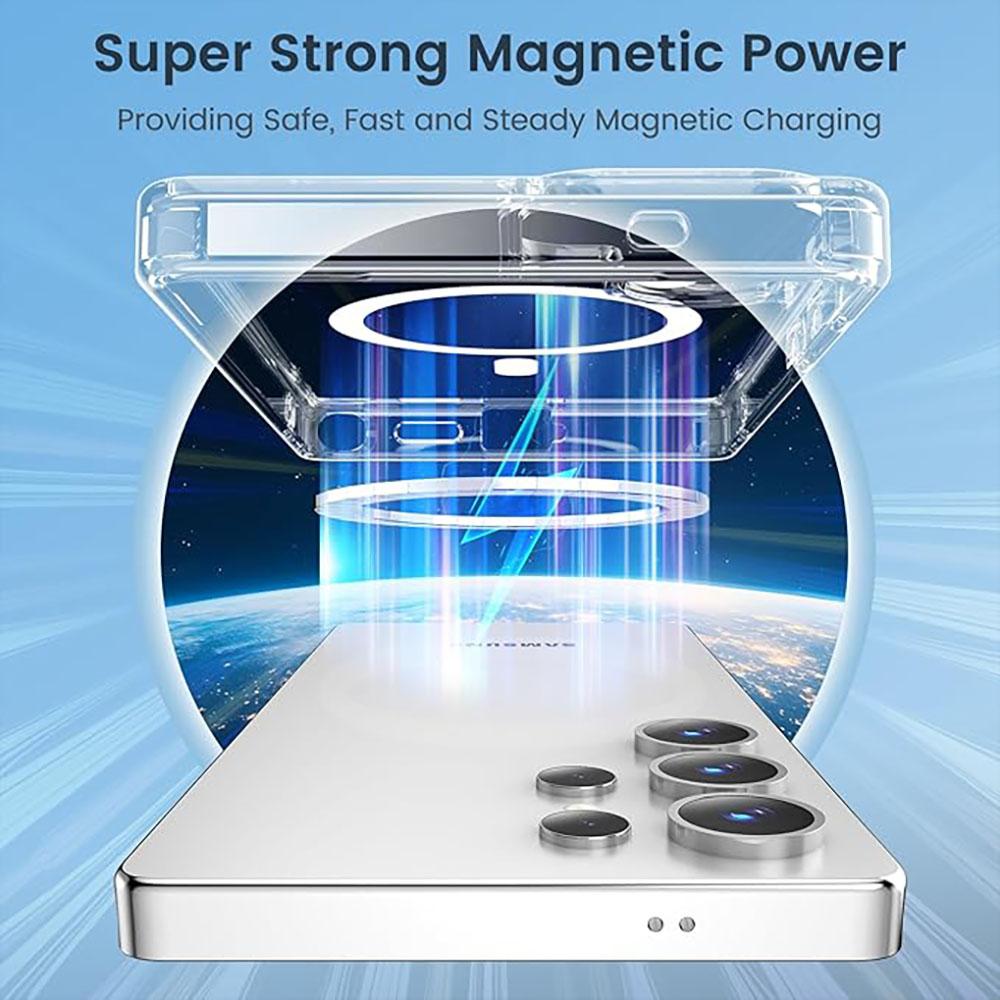 For Magsafe Transparent Phone Case For Samsung Galaxy S25 S24 S23 S22 Ultra Plus Shockproof Clear Wireless Charge Magnetic Cover