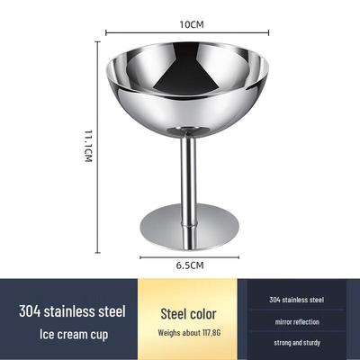 Wutuo 304 Stainless Steel Ice Cream Stemmed Cup