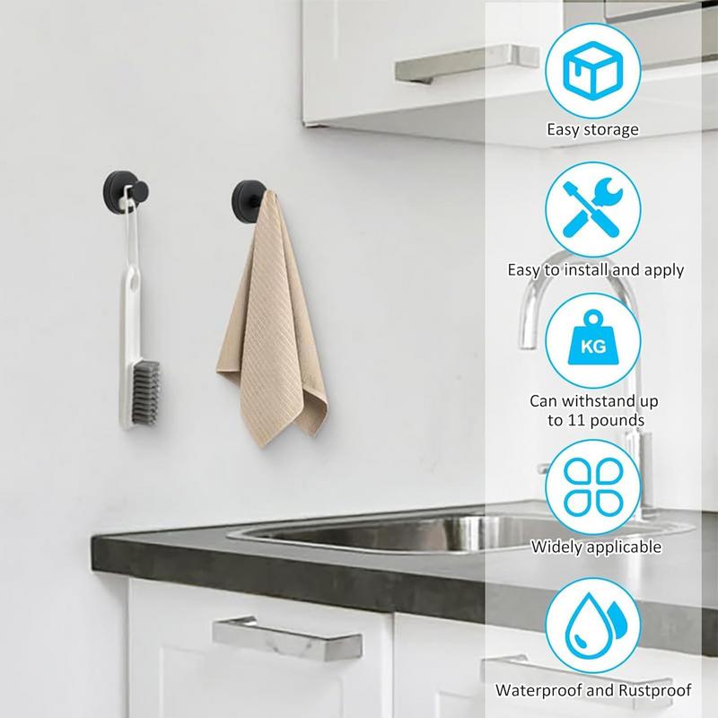 2pcs Stainless Steel Adhesive Wall Hooks Waterproof Shower Hanging Hook Heavy Duty Towel Hook Hanger Bathroom Storage Holder