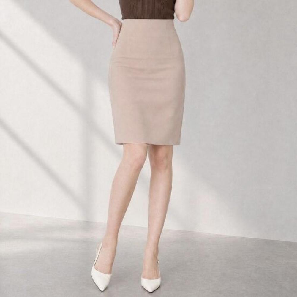 Melting Brown Women Midi Skirt Slim Fit HigH Waist H Line Office Skirt