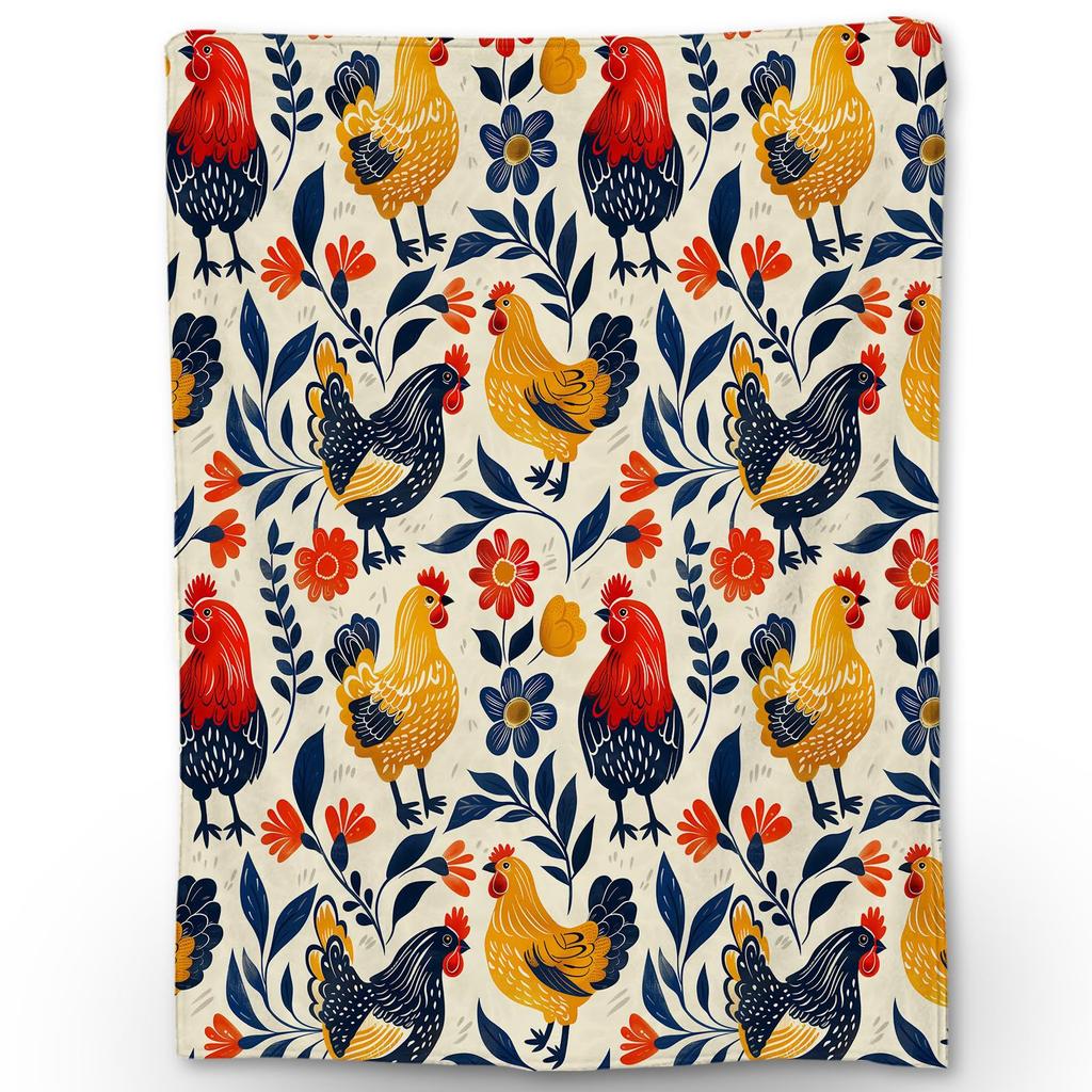 Cute Cock Blanket Chicken Digital Print Blanket Soft Plush Flannel Blanket For Sofa Office Camping