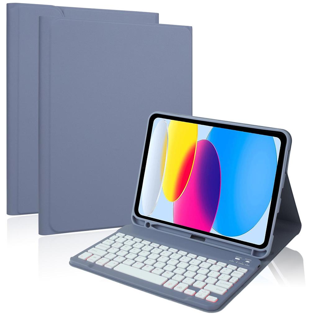iPad 10.9" 9th Gen Magnetic Leather Case with Seven-Color Backlit Bluetooth Keyboard