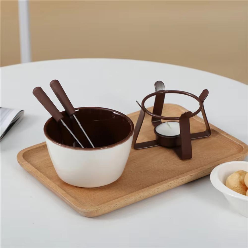with Fork Chocolate Melting Mug Ceramic Chocolate Melting Pot Leisure Time