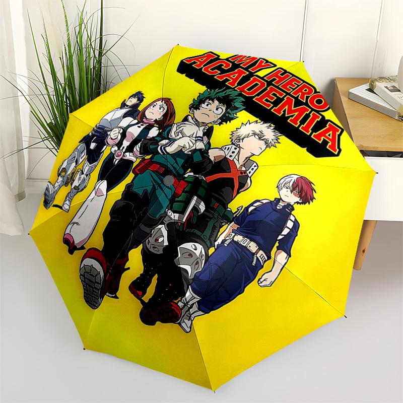 1pc My Hero Academia: Automatic Opening/Closing Umbrella with Portable Tri-Fold Design, 8-Bone Iron Frame - Outdoor for Fans, Travelers, Everyday Use,