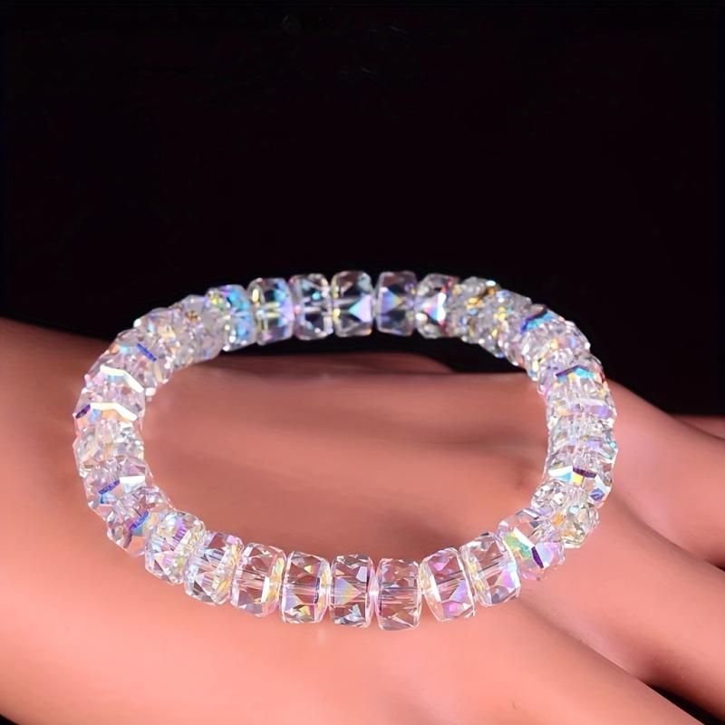 Star shaped crystal bead bracelet, colorful faceted gem jewelry for daily & formal ladies wear