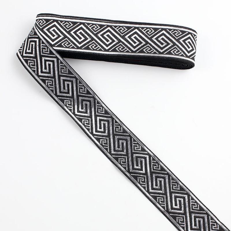 Traditional Ethnic Lace Trim with Black & White Patterns for Clothing, Carpets, & Accessories
