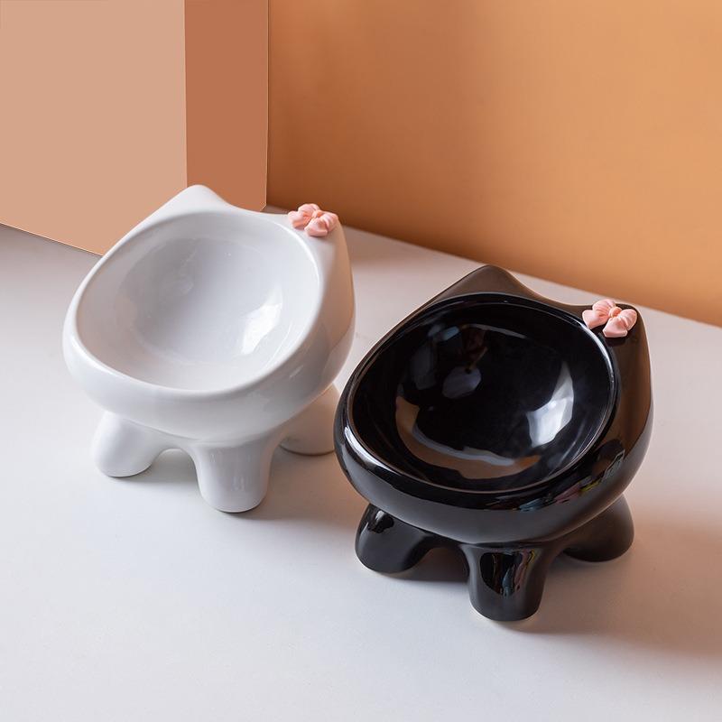 Cute Ceramic Pet Bowl Elevated Cat Bowl Protects Cervical Vertebrae Pet Supplies