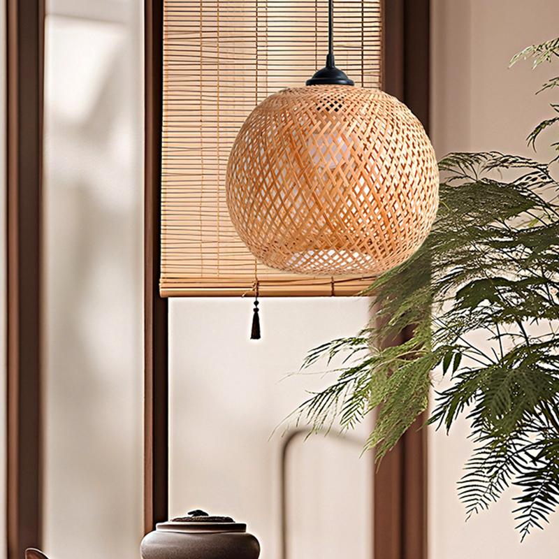 1Pc Home Decorative DIY Chandelier Pendant Ceiling Light Cover Retro Lampshade Bamboo Woven Hanging
