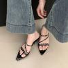 Fashion Fashion Metal Rivet Women Low Heel Slides Slippers Female Sandals Shoes Pointed Toe Footwear Ladies Heeled Slippers Shoes Pumps