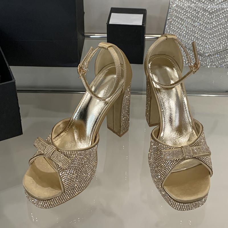 Fashion Liyke Runway Fashion 12CM Square High Heels For Women Banquet Party Shoes Fashion Open Toe Crystal Rhinestone Platform Sandals