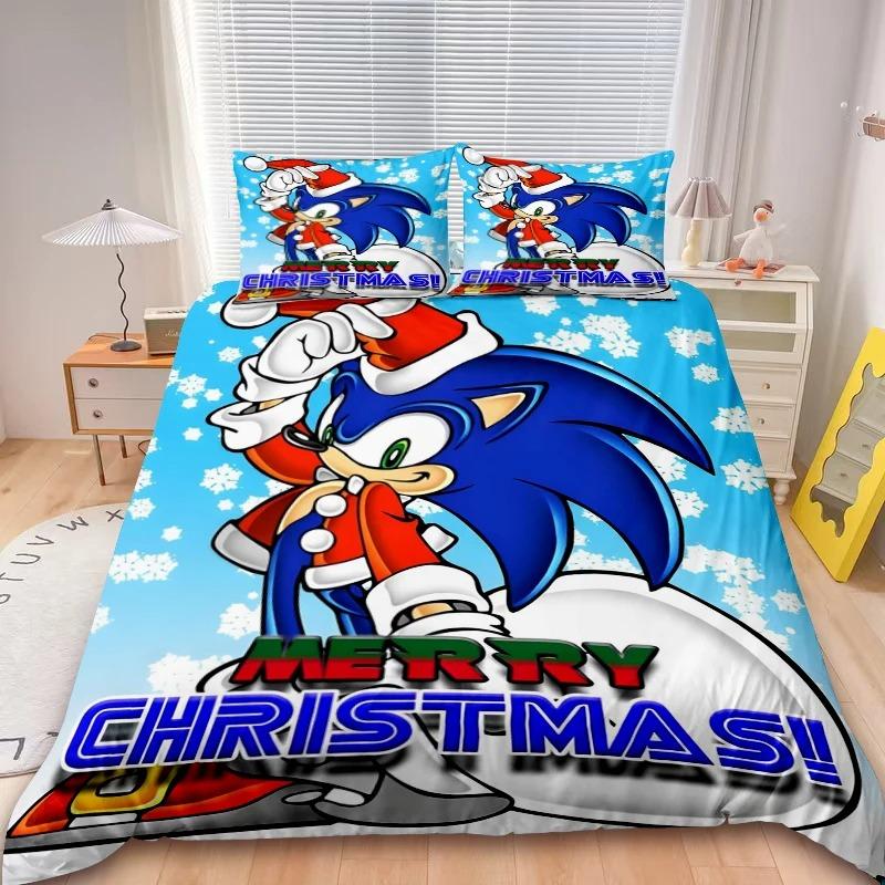 Sonic 2/3pcs Duvet Cover Cartoon Cool Bedding Set Comforter Cover for Children Gifts Queen King Bedroom Decor