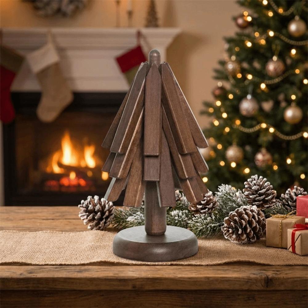 Decorative Tree Shaped Placemat Solid Wood Vintage Cup Coaster Foldable Anti-Scald Trivet Table