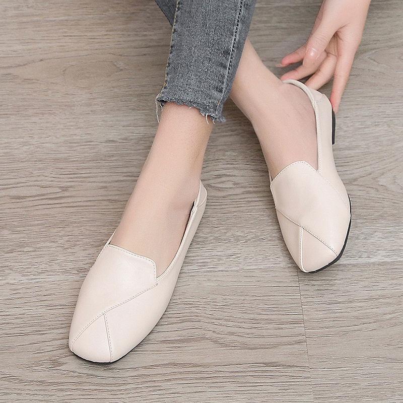 Ladies Summer Footwear Flat Moccasins Shoes for Women 2024 Loafers Square Toe White Flats Lastest Shoe Casual Korean Style Trend