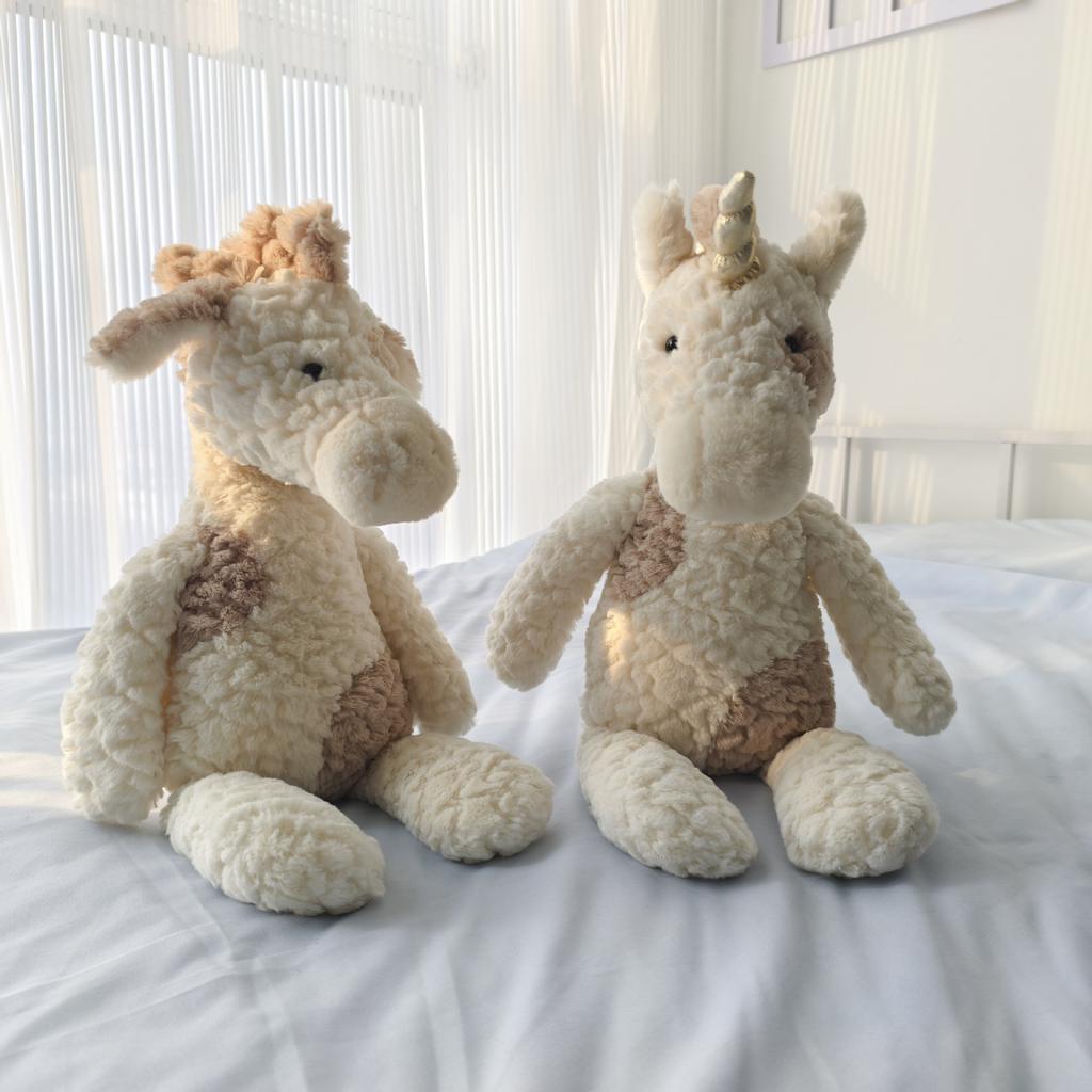 Plush Toy White Unicorn Embossed Giraffe Doll